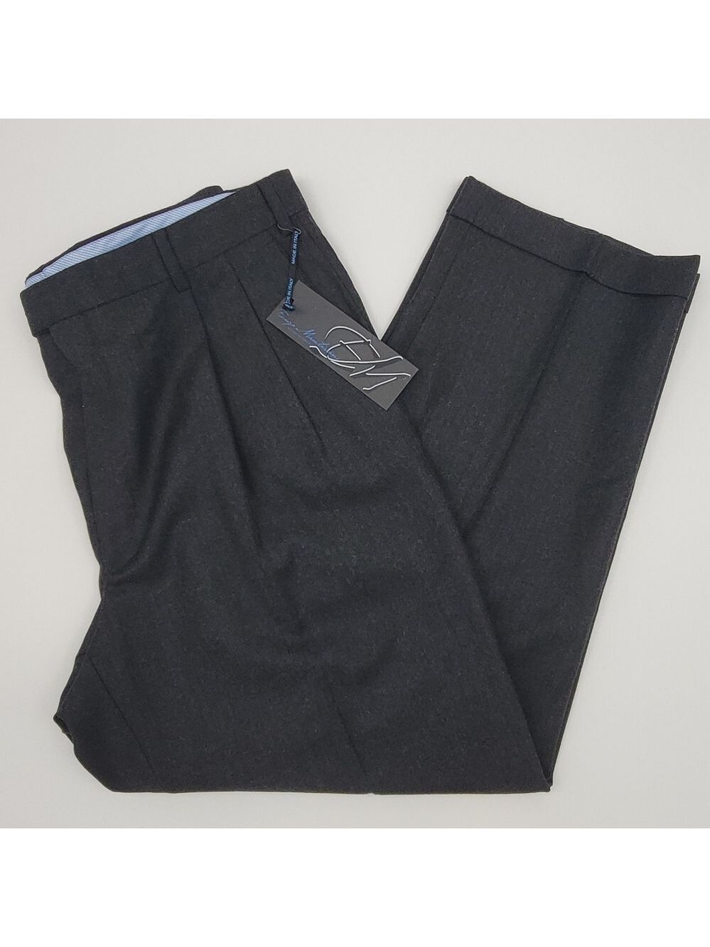 NEW Enzo Mantovani Zignone Dress Pants Men's 38x29 Dark Gray Wool Cashmere Italy